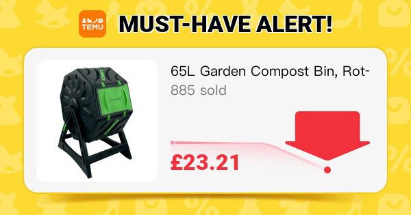 65L Garden Compost Bin, Rotating Tumbling Composter Bin