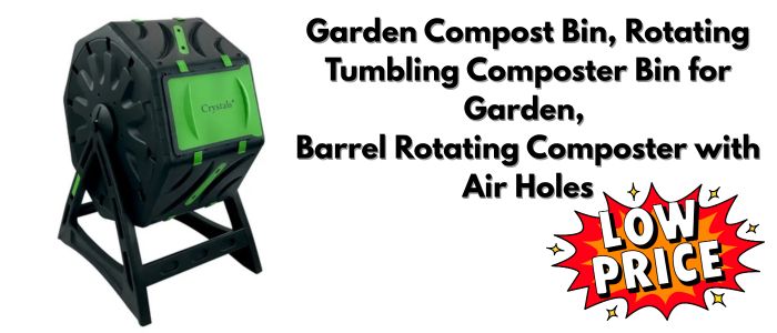 Garden Compost Bin, Rotating Tumbling Composter Bin for Garden, Barrel Rotating Composter with Air Holes